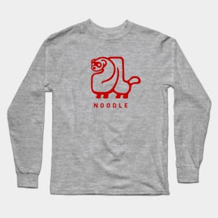 Ferret noodle. Minimal geometric design of a cute creature in red ink Long Sleeve T-Shirt